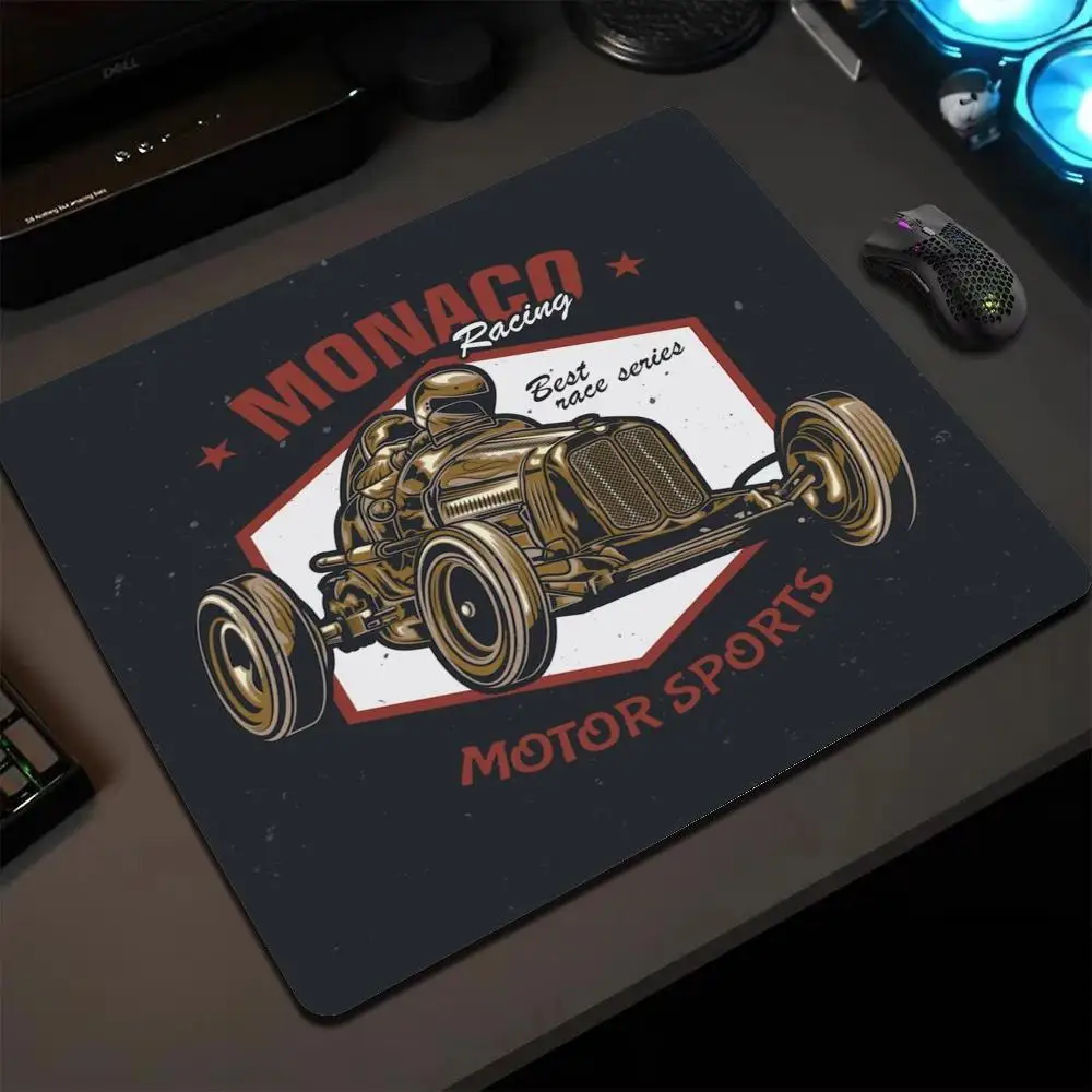 Retro Monaco Motor Racing Car Gaming Mousepad Small Deskmat Anti-slip Lock Edge Speed Mouse Mat Race Art Pc Gamer Keyboard Pad