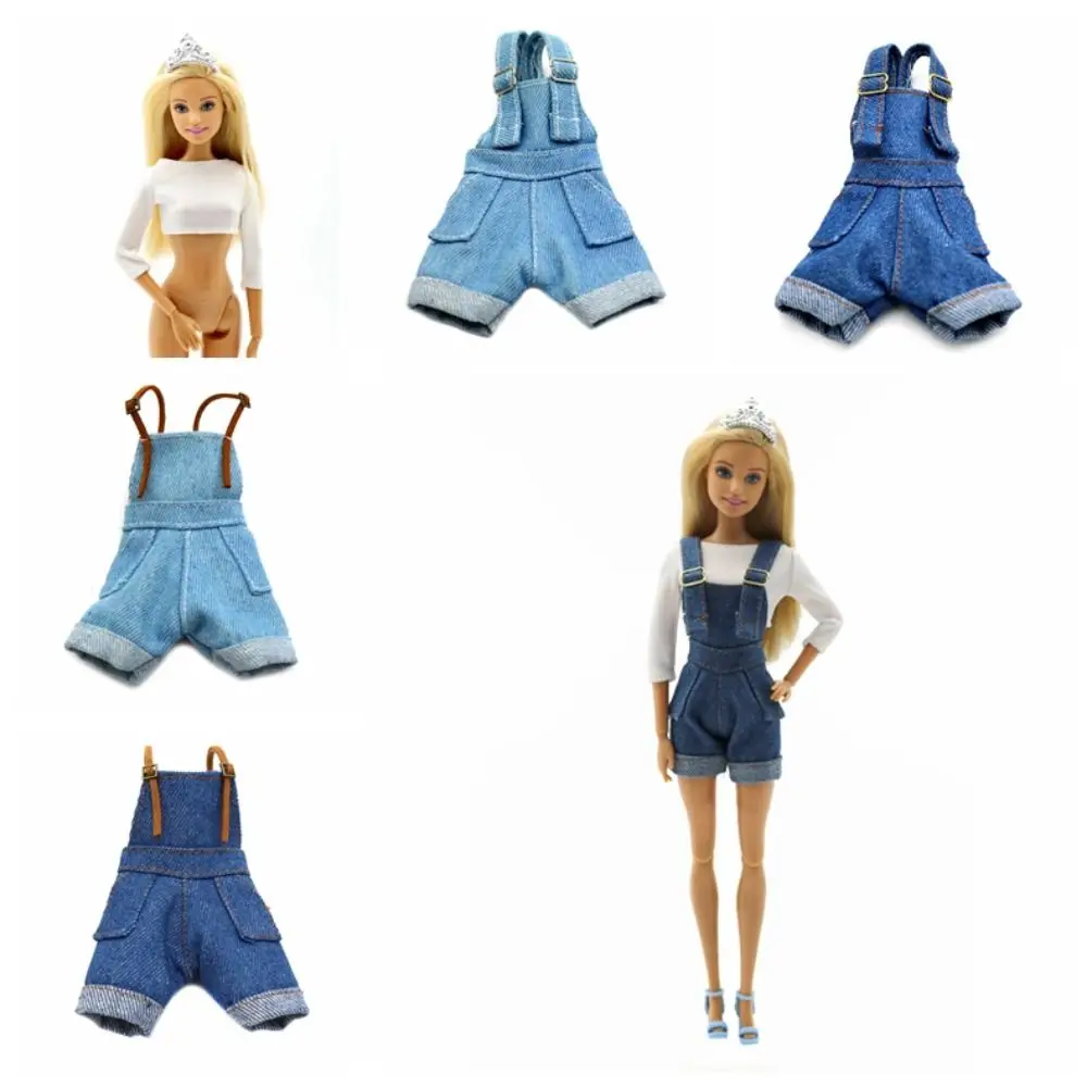 Funny Denim Jeans Doll Suspenders Trousers Outfit Crop Top Cloth Cowboy 29cm Doll Wearable Girls