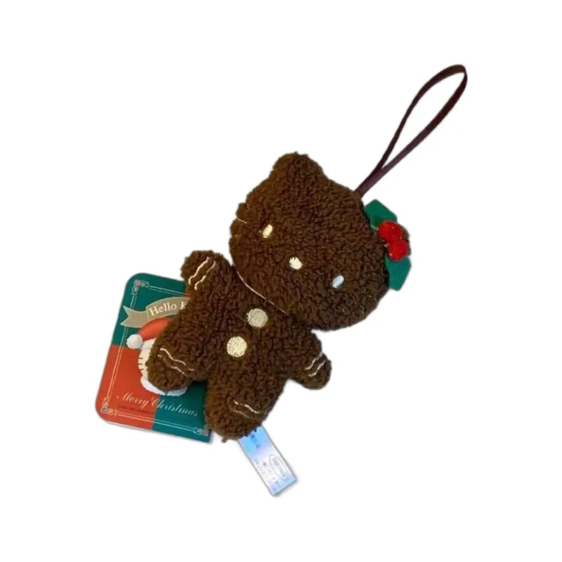 Weihnachten Sanrio Hello Kitty Schlüsselanhänger Kawaii weiche schwarze Haut Lebkuchen KT Katze Puppe Schlüsselanhänger Tasche Anhänger Weihnachtsgeschenk