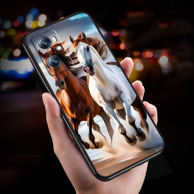 جراب هاتف لين أسود اللون ، يشبه الحصان ، رائع ، فني ، لـ oppo Fink x6 x5 x3 a54s a5 a94 a16 a53s a57 a74 a72 a98 a78 a96 a9 5g