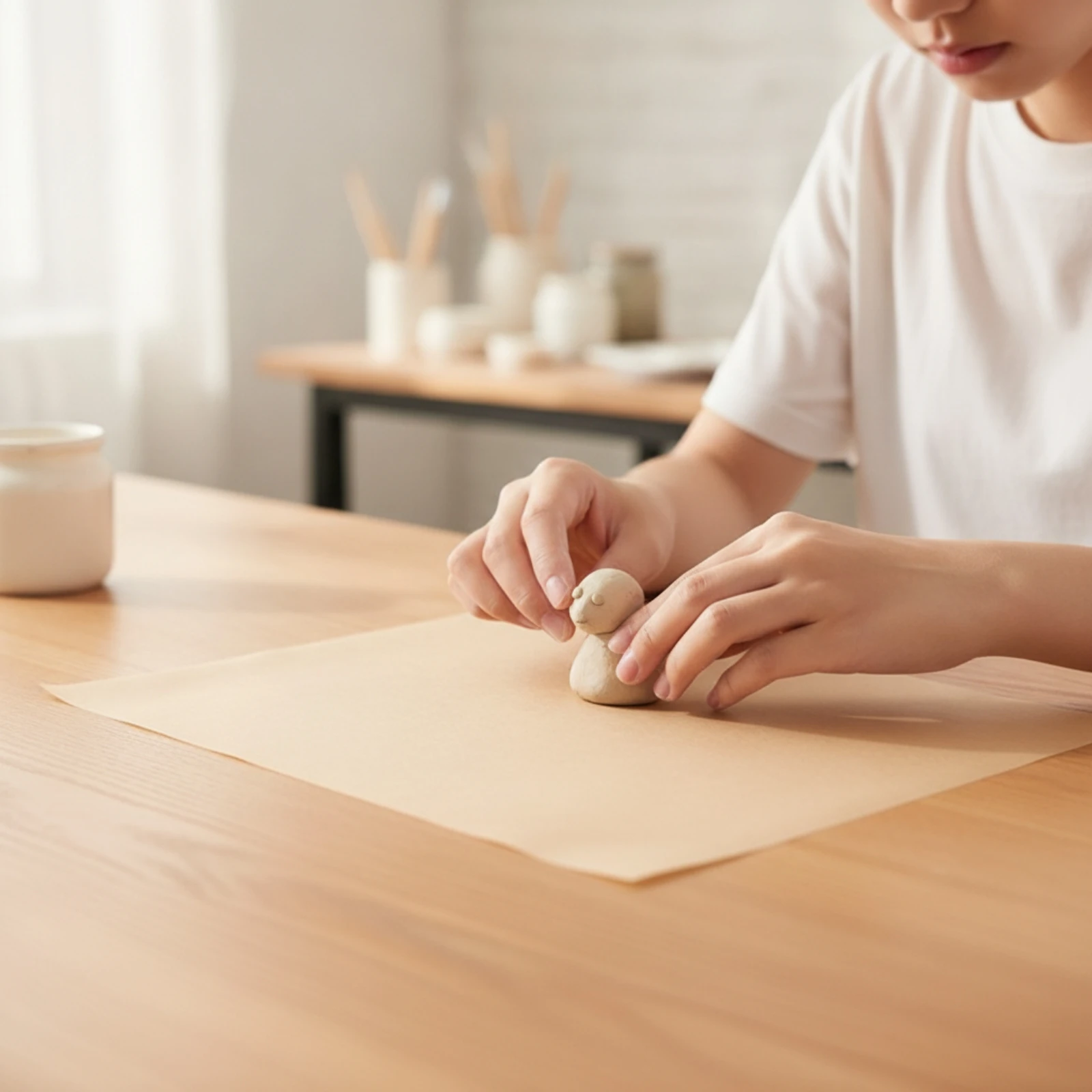 100 Pieces Non-Stick Clay Work Surface Easy to Clean Clay Sculpting Board Craft Paper Sheet Multi-Use Pottery Handbuilding Board