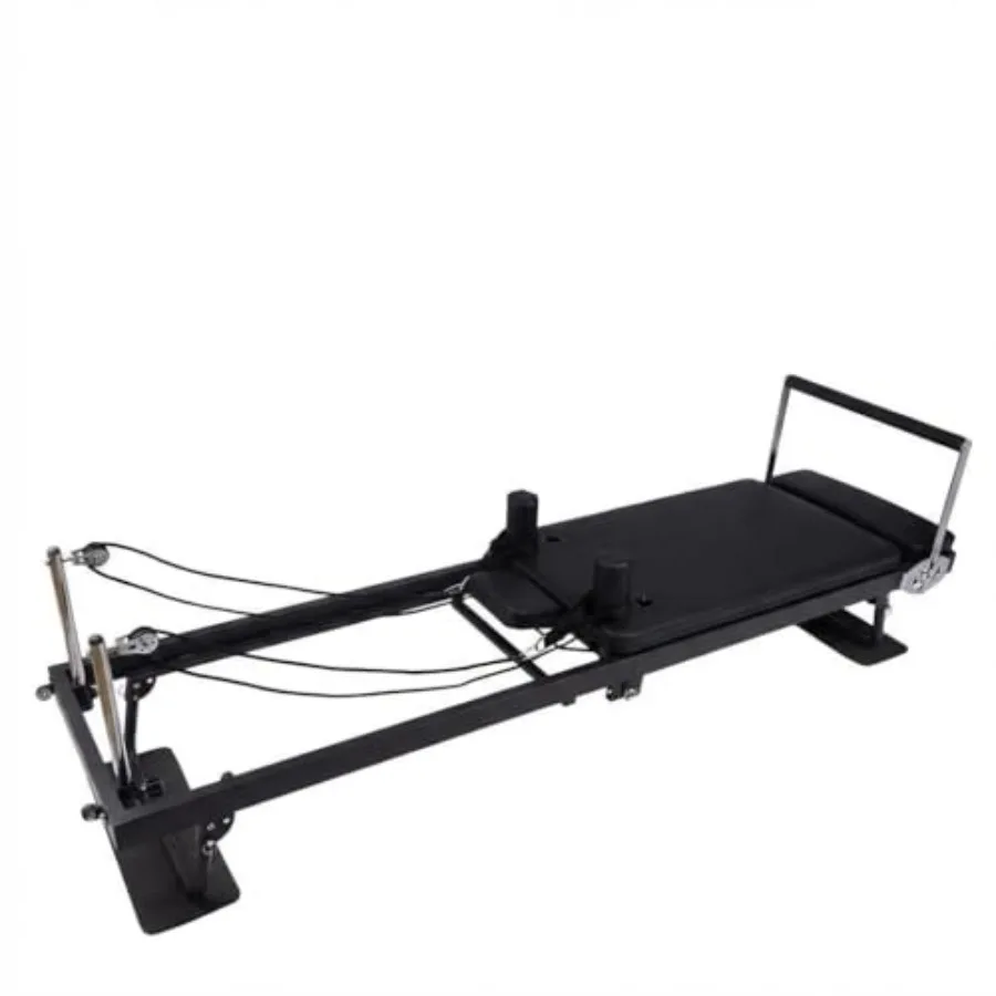 

Складной тренажер для пилатеса для домашнего использования с регулируемыми пружинами, компактный дизайн, черный цвет, идеально подходит для студий и квартир.