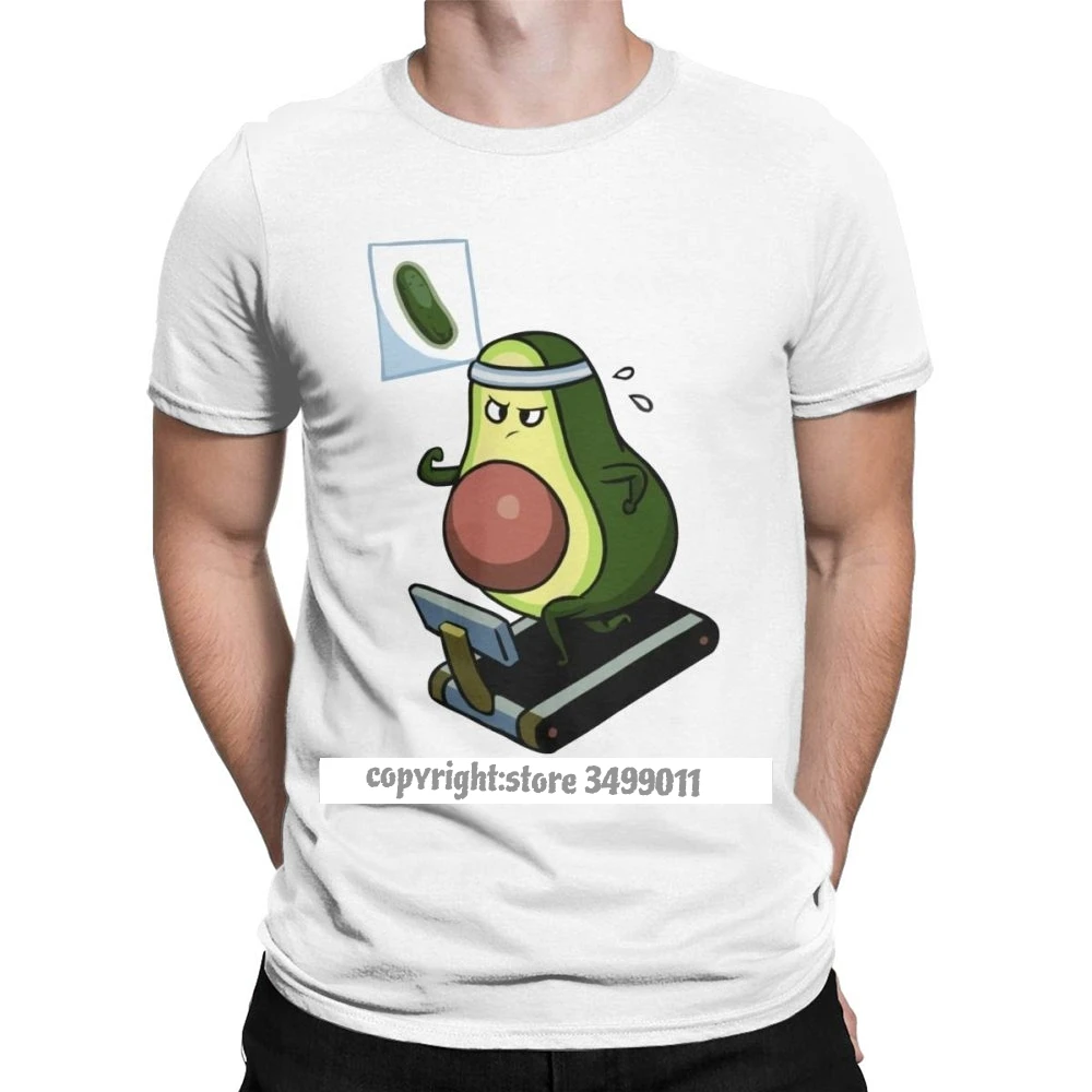 Men's Avo-Cardio Monday Avocado Tops T Shirt Humor Vegan Funny Guacamole Cartoon Food Cotton Fitness Tees Summer T-Shirt