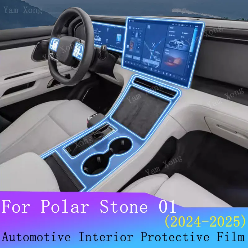 

For Polar Stone 01 2024 2025 Accessories Car Interior Film Transparent TPU Gear Panel Navigation Center Console PPF Protection