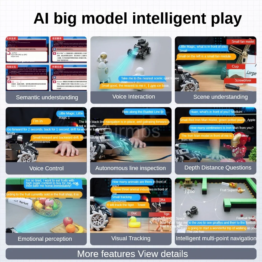 รถสมาร์ทคาร์ Hiwonder ROS2 รุ่น Rosorin ล้อเมคานัม ระบบมัลติโหมด AI Vision โมเดลใหญ่ ระบบนำทาง Slam หุ่นยนต์สำหรับการเขียนโปรแกรม