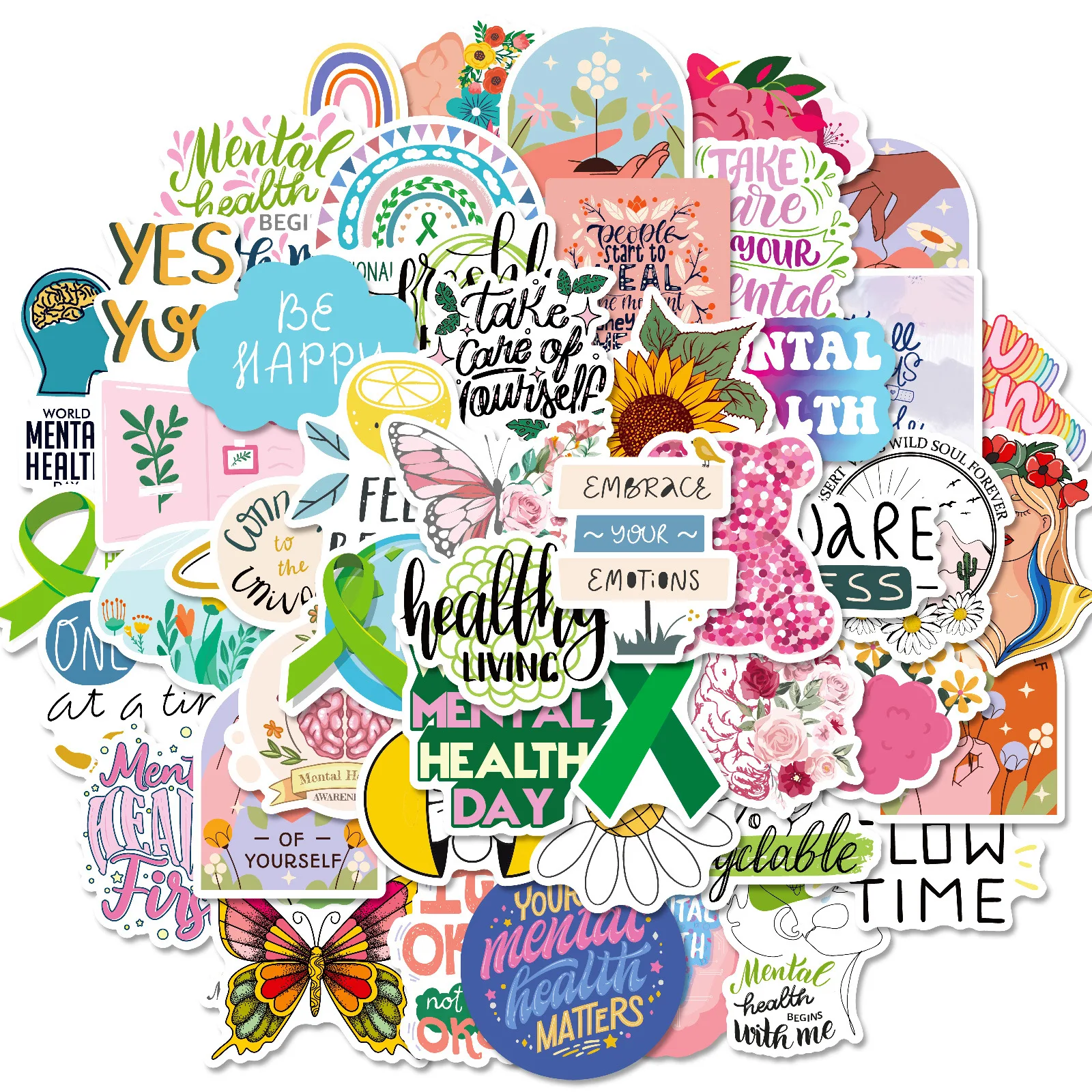 

10/50PCS Healing Style Stickers Mental Health Graffiti Toy Cartoon DIY Decoration Fridge Laptop Guitar Car Bike Cartoon Decals