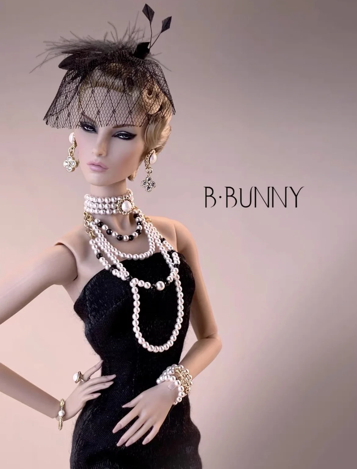 1 6 scale dolls accessories gilded crystal pearl doll jewelry, doll necklace bracelet earring ring free shipping