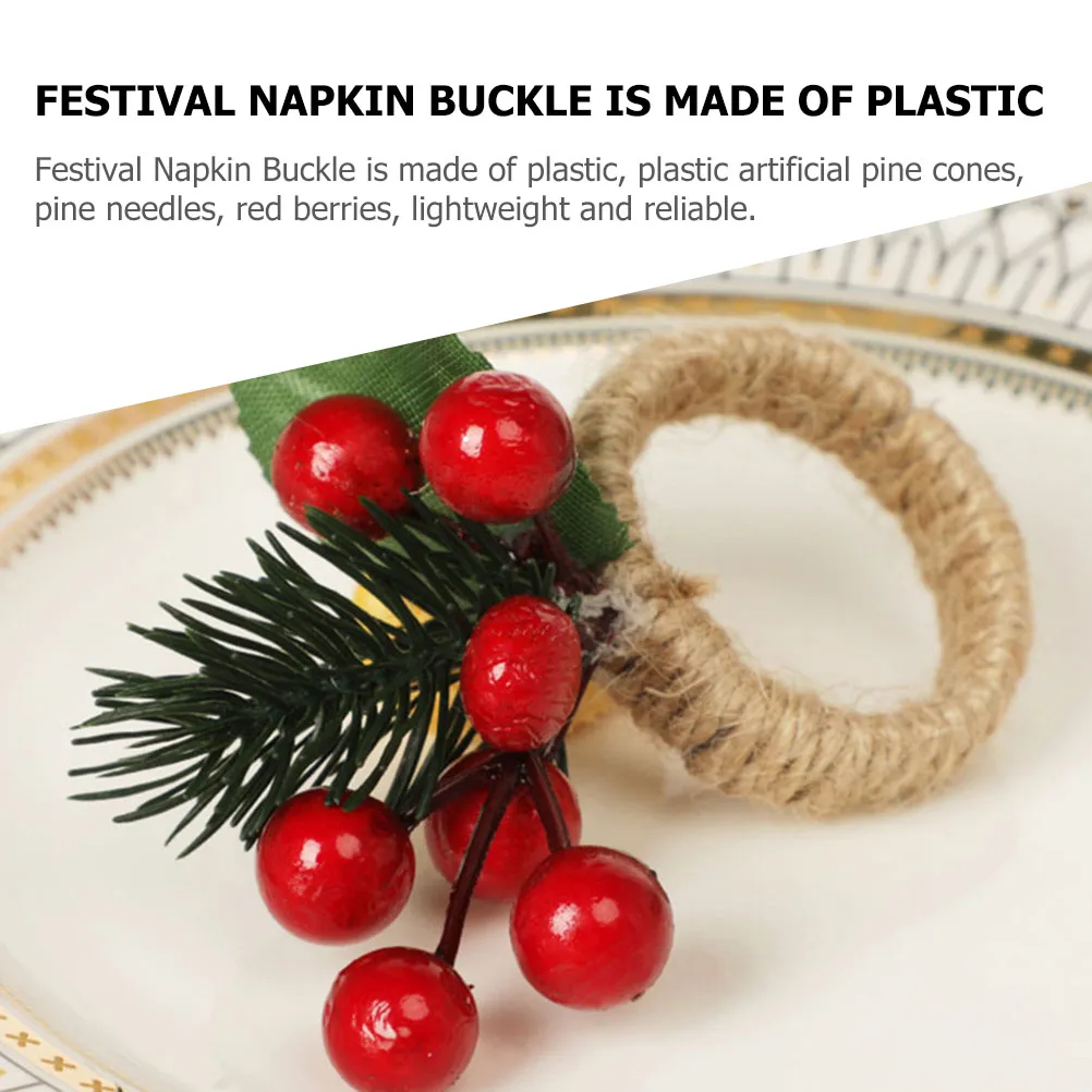 

Napkin Rings Plastic Pine Cone Design Table Decor Christmas Party Napkin Ring Holders Buckle Holders Festive Accessories