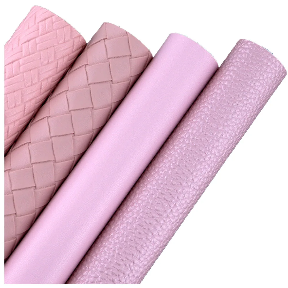 30x132cm Roll Pink Smooth Faux Synthetic Artificia Litchi Lychee Leather Vinyl Upholstery Fabric For Bows Handbags HM009