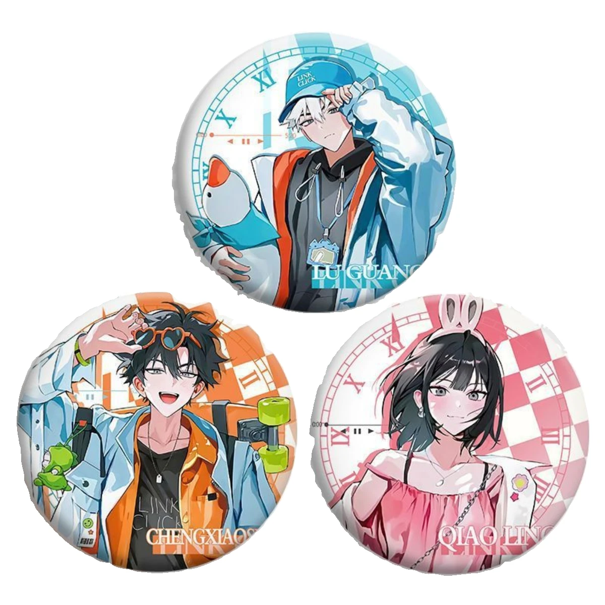 Anime Link Click Brooches Rin Jo Charles Lucas Badge Button Pins Bag Shirt Clothes Collar Hat Decor Jewelry Birthday Gifts