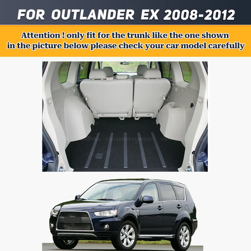 Car Floor Mats For Mitsubishi Outlander (5-Seat) 2008-2012 Trunk mat Cargo Liner Protection Custom Floor Liners Accessories