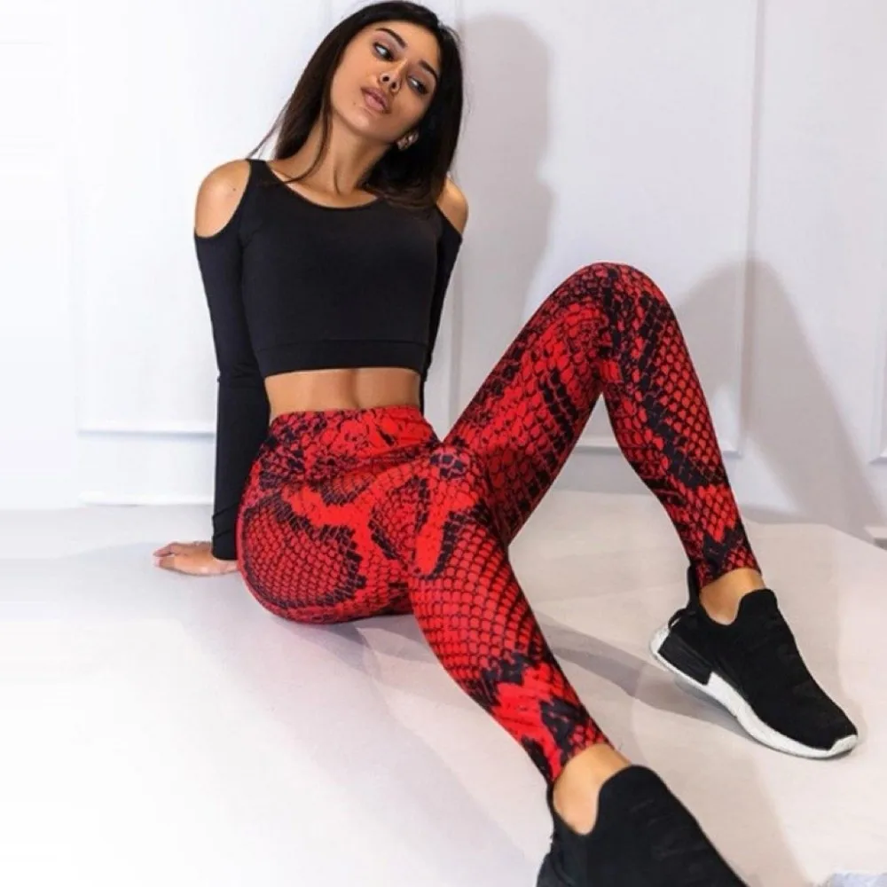

Unique Serpentine Snake Print Leggings Seamless Shapewear Tummy Control Trousers Slimming Elastic Pilates Yoga Leggings Workout