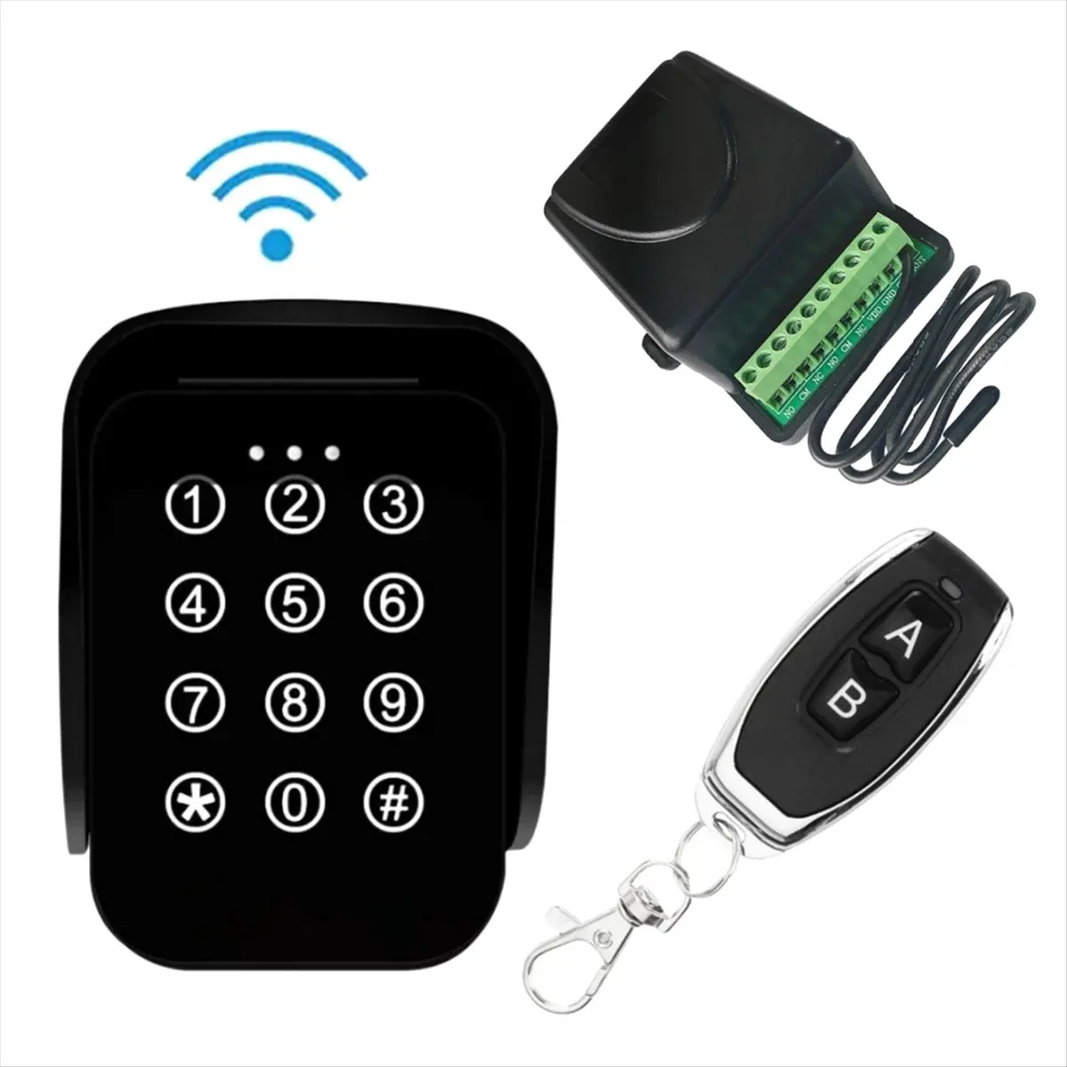 2025 New Wireless Keypad Gate Opener Keypad Rolling Code 433MHZ Keypad with 12V/24V 2 Channel Receiver for Garage Door