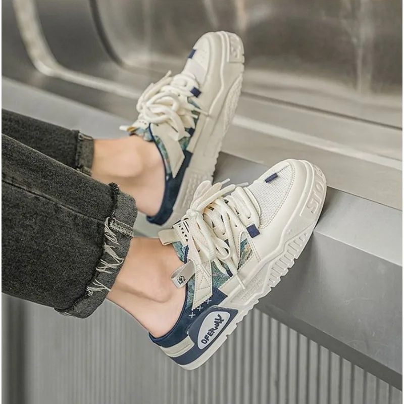 Fashion Men Casual Shoes Half Slippers Lightweight Slip-on Breathable Men Flat Sneaker Shoes Sneakers Comfortable Driving Loafer