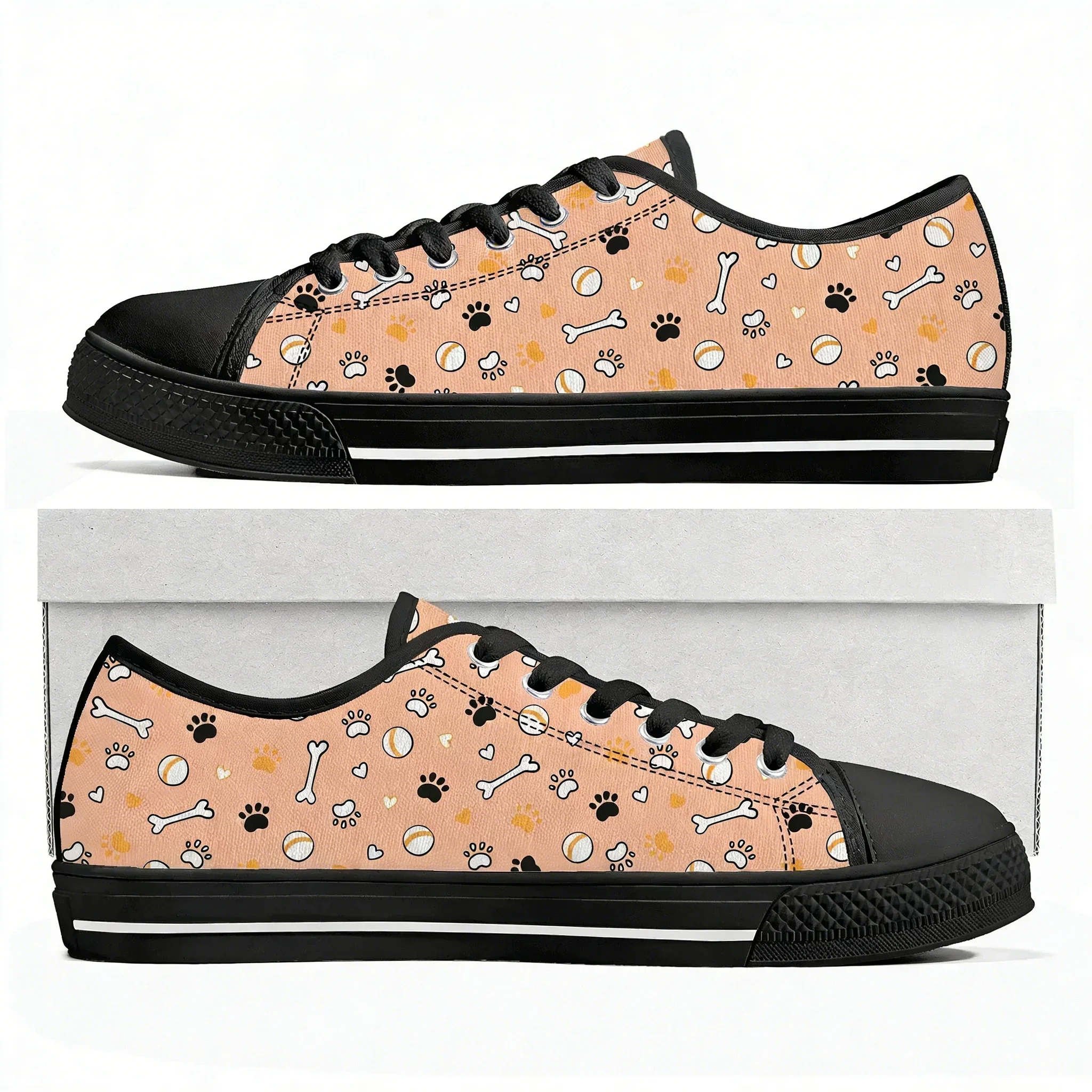 Animal Paw Print petpaw pet dog cat Low Top Sneakers Mens Womens Teenager Canvas Sneaker Casual Custom Made Shoes Customize Shoe view 2