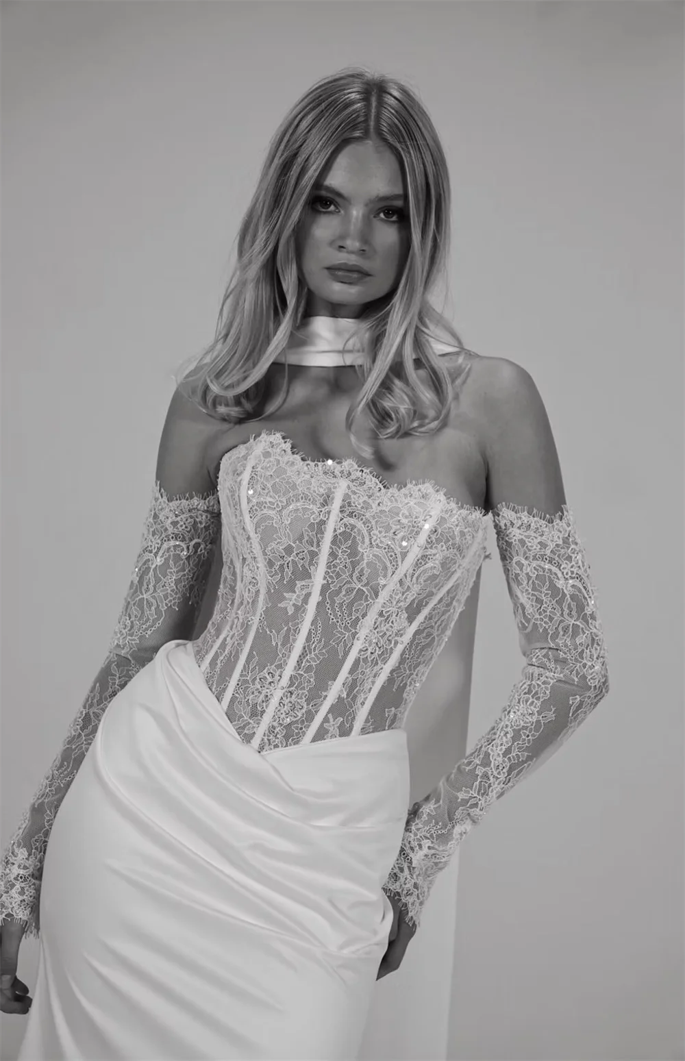 Tokyo personnalisé élégant sirène robes de mariée sans bretelles manches détachables robes de mariée blanc Zip Court Train robes de mariée