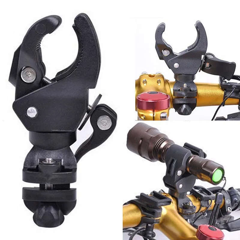 With Gasket for Flashlight Torch Clamp Plastic Light Clip Black 360° Rotation Cycling Bike Light Mount Bracket