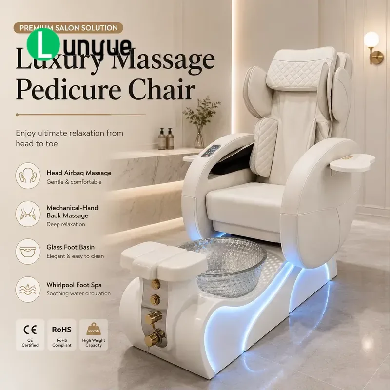 Professional Adjustable Whirlpool Pedicure Chair Spa Stainless Steel Tub Automatic Drainage Luxury Nail Equipment