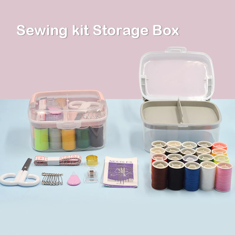 1 Set Sewing Kit Box Multifunction Portable Sewing Kit Storage Box Hand Sewing Needlework Household Sewing Tools DIY Garments