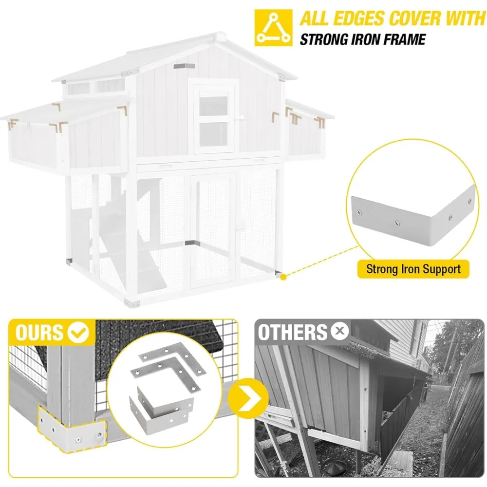 

Chicken Coop Large Poultry Cage, with Strong Iron Edge Chicken House, with Nesting Box Easy to Set Up, Portable