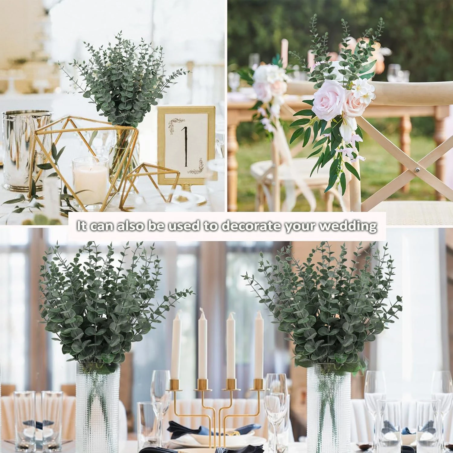 10/50pcs Artificial Plant Eucalyptu Leaves Vase Table Party 