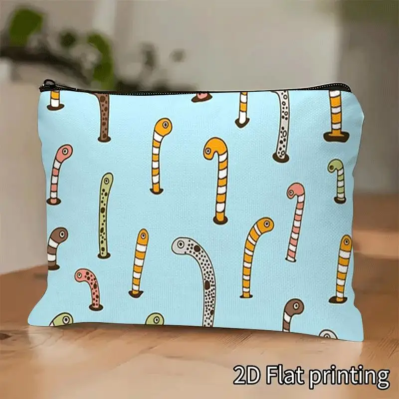 1 Piece Garden Eel Print Makeup Bag - Multifunctional Zipper Pouch for Women, Jewelry Storage Bag, Perfect Travel Zipper Storage Bag, Fun Birthday Gift
