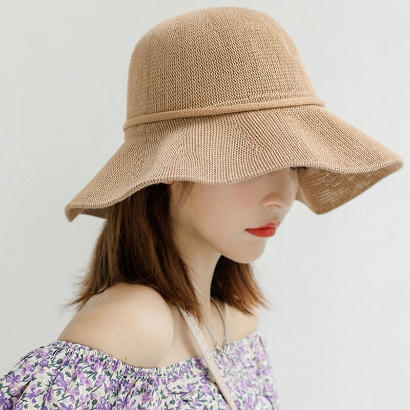 Summer Beach Women Hat Wave Brim Fashion Holiday Sun Hats Straw Panama Sunshade Floppy UV Protection Fedoras Female Cap 2022