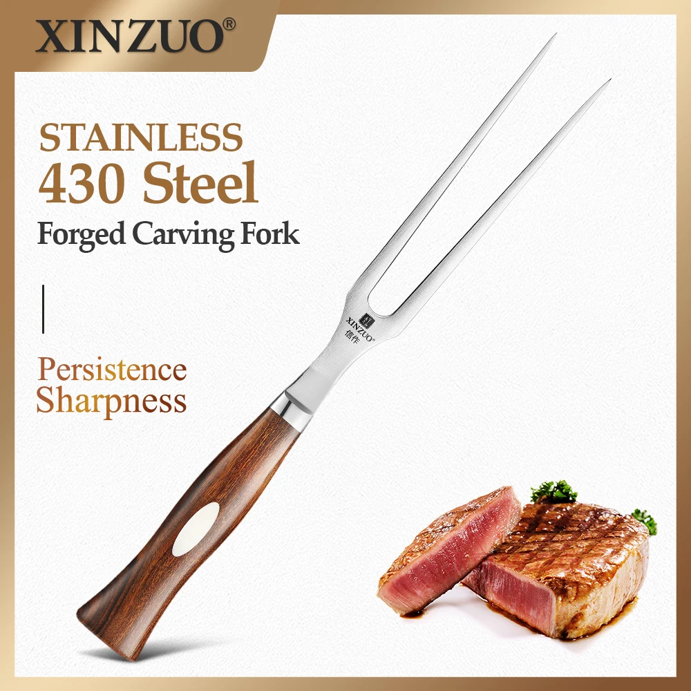 

XINZUO Forged Carving Fork 430 Stainless Steel Kitchen Barbecue Fork Meat Fork Barbecue Tool Durable Home Kitchen Accessories