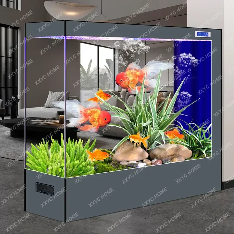 HH New Fish Tank Ultra-white Glass 2026 Medium And Large One-button Drainage Screen Partition Aquarium Living Room