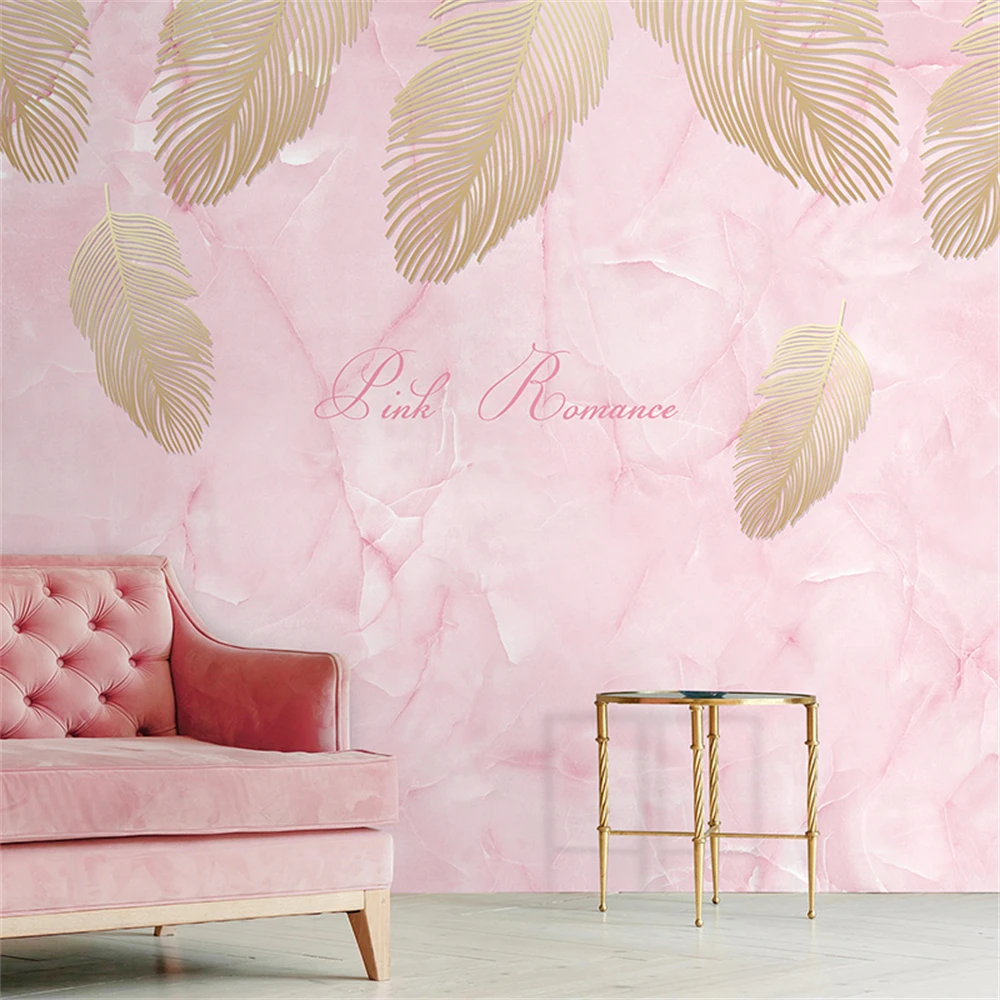 custom Nordic gray feather marble wall paper TV background bedroom wallpaper living room film television wallpapers home decor