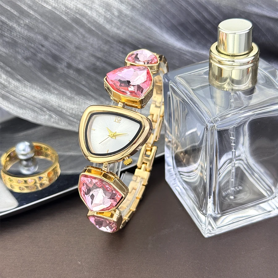 Women's irregular shape large sparkling special-shaped rhinestone simple sun pattern dial Fashion trend avant-garde quarts watch