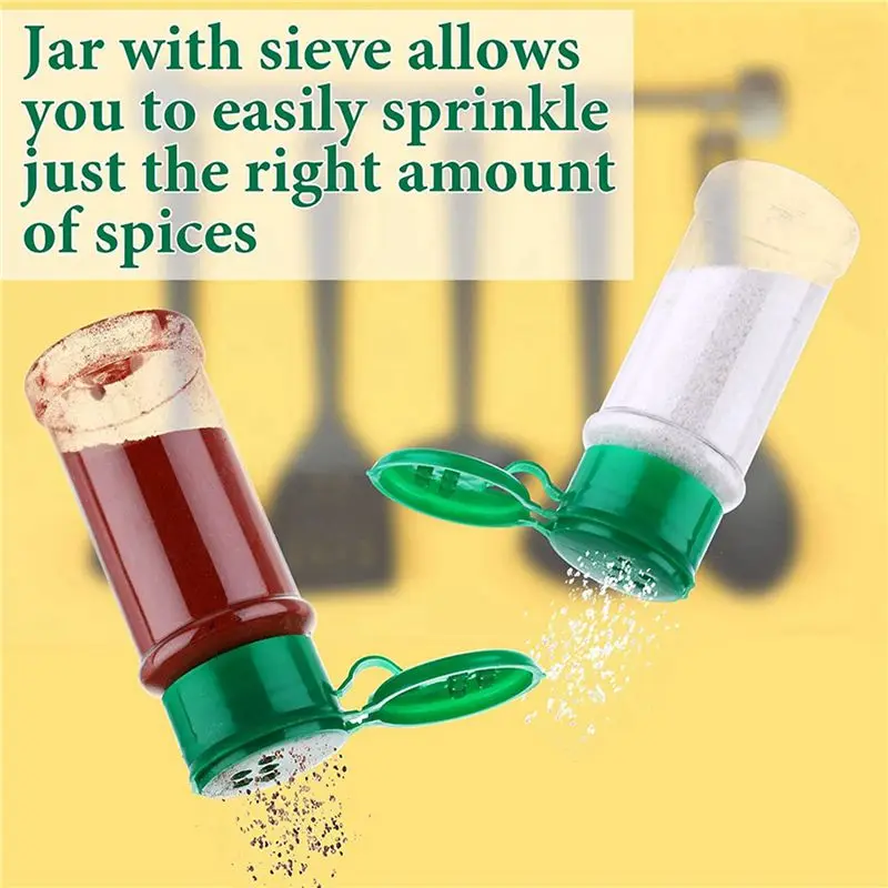DT20 200Pcs Plastic Spice Jars with Shaker Lids 3.3Oz Spice Containers Seasoning Shaker Bottles Green