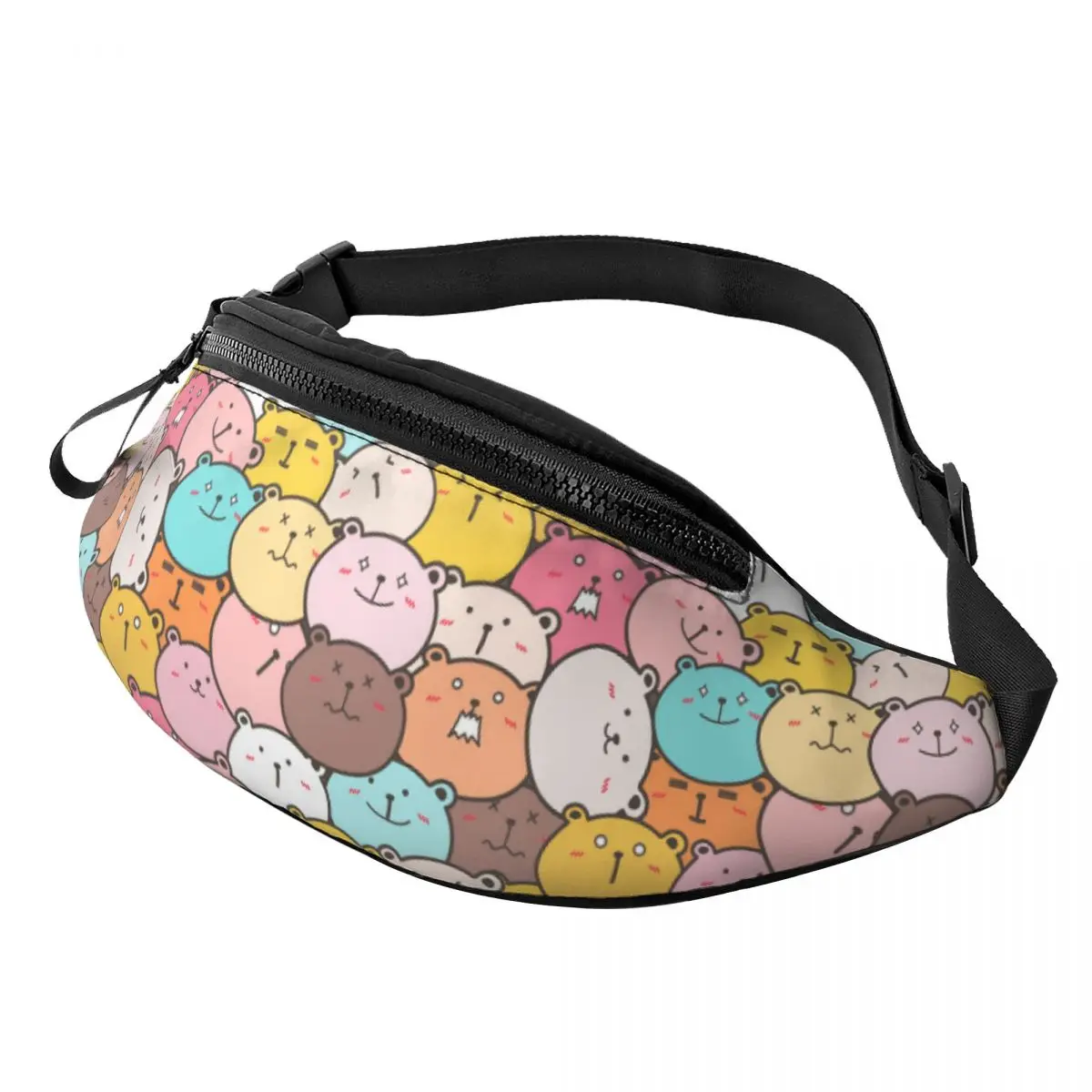 Custom Colorful Cartoon Kitten Cat Fanny Pack Women Men Black Cats Crossbody Waist Bag for Camping Biking Phone Money Pouch