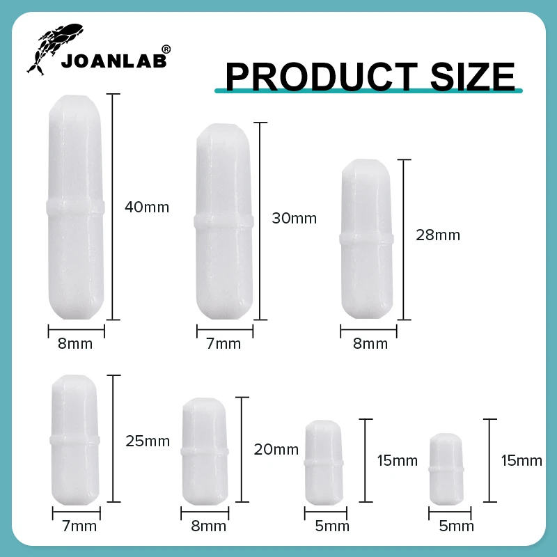 JOANLAB Magnetic Stirrer Bar Size 15mm 20mm 25mm 28mm 30mm 35mm 40mm PTFE Magnetic Stirrer Mixer Stir Bars 10 pcs Lab Supplies