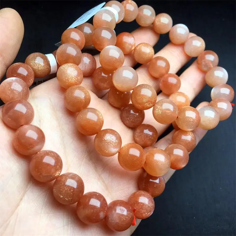 11MM Natural Orange Sunstone Bracelet Fashion Crystal Gemstone Woman Amulet Jewelry Healing Healing Gift 1PCS