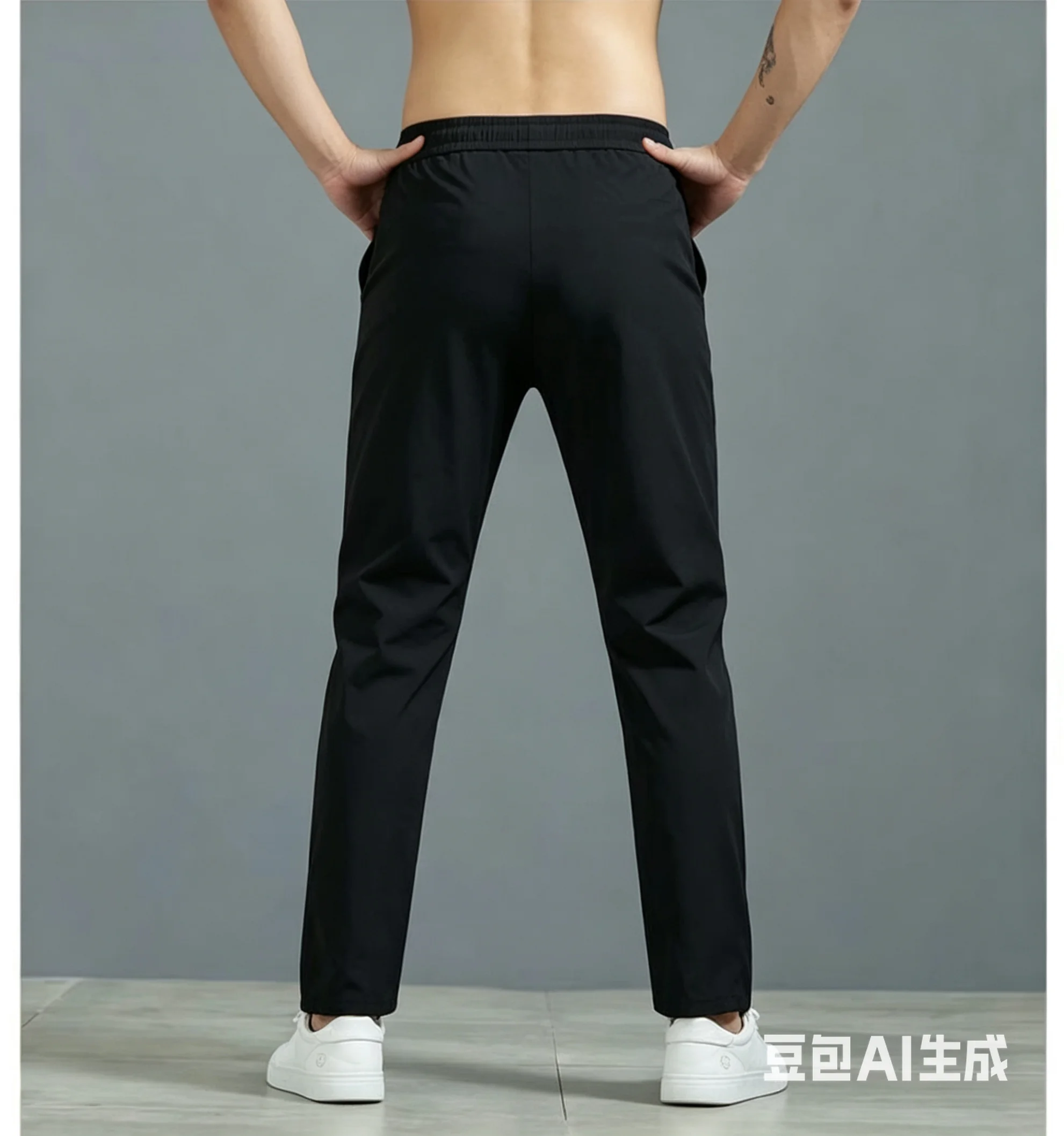 Men's Summer Ice Silk Casual Pants Loose Straight Leg Quick Dry Trousers Elastic Waist Thin Sweatpant
