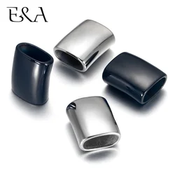 316L Stainless Steel Slide Charms Black Mirror Polish for Bracelet Making Fit 12x6mm Leather Jewelry DIY Slider Beads