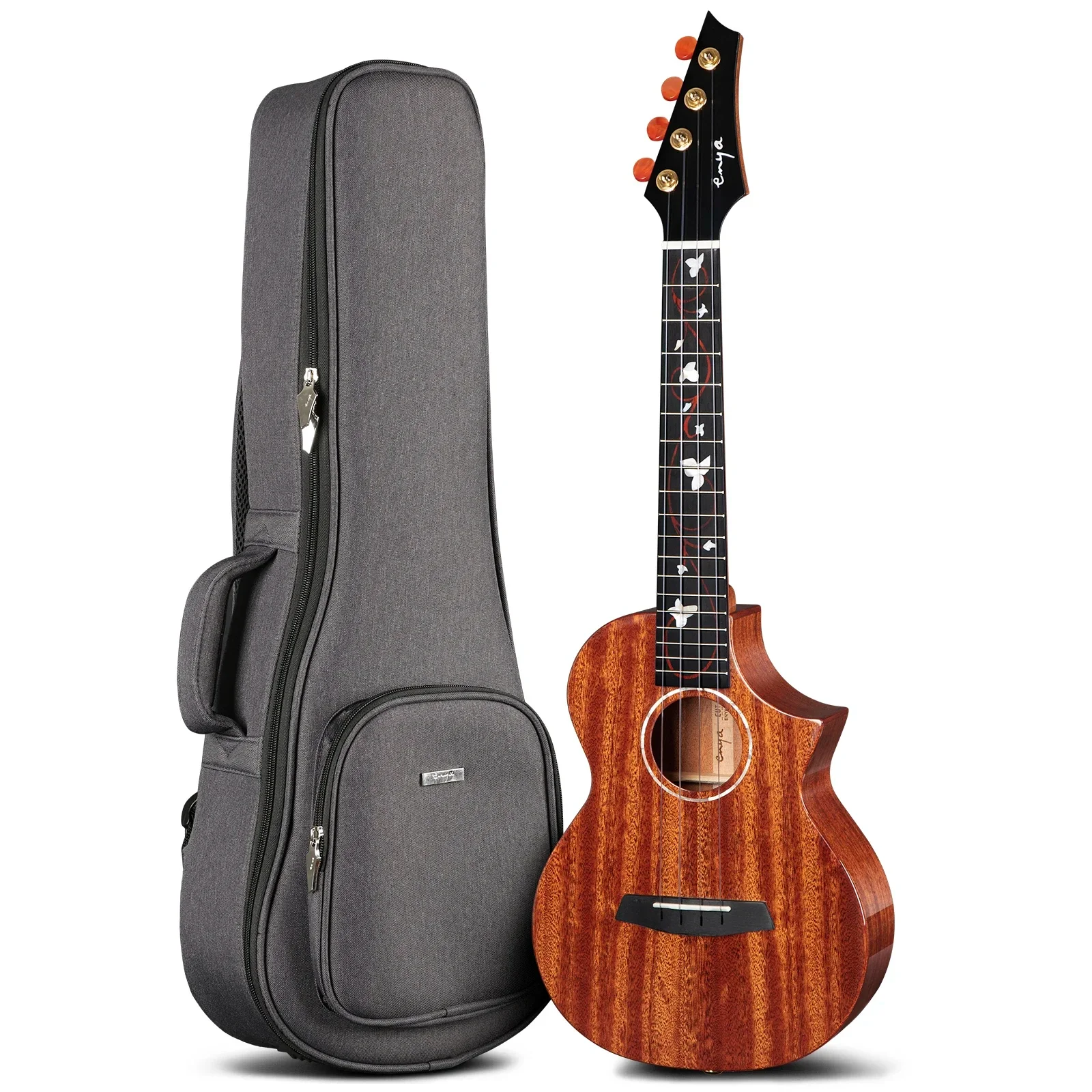 Enya EUC-M6 23 Inch Tenor Ukulele High Gloss AAA Solid Mahogany Acoustic String Instruments  Mini Guitar with Pickup Ukulele