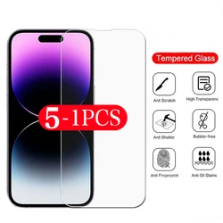 5-1Pcs Phone Screen Protector for Iphone 14 11 Pro Max 13 12 Mini Tempered Glass Xs Se Xr X 7 8 Plus Protective Film Smartphone