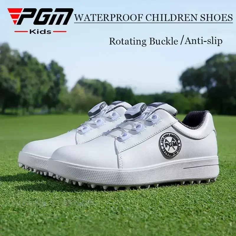 

PGM Children Golf Shoes Teenager Quick-Lacing Golf Sneakers Soft Training Shoes Boys Girls Waterproof Anti-skid Footwear