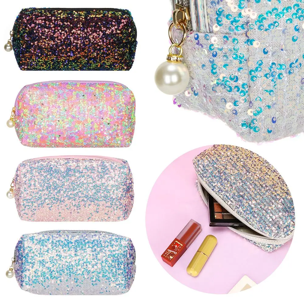 High Quality Mermaid Sequin Handbags Pen Bag Zipper Pouch Makeup Bag Cosmetic Storage