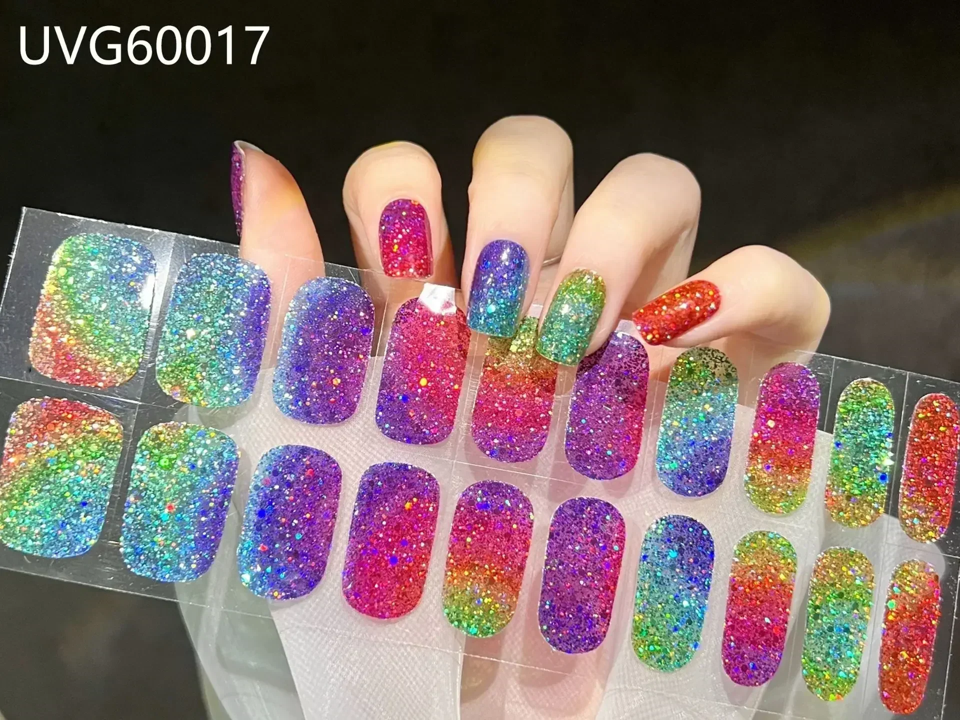 16/20/22 Tips Semi-Cured Gel-Nagel-Wraps, vollflächige Maniküre, DIY, wasserfest, langanhaltend, Gel-Nagel-Sticker-Set, für UV-Lampe erforderlich