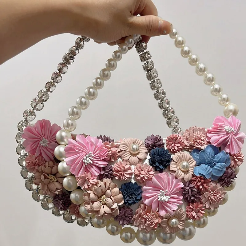 Crystal Shiny Rhinestones Diamond Women's Handbag Appliques Floral Evening Bag Wedding Party Clutch Purse Shoulder Underarm Bag view 4