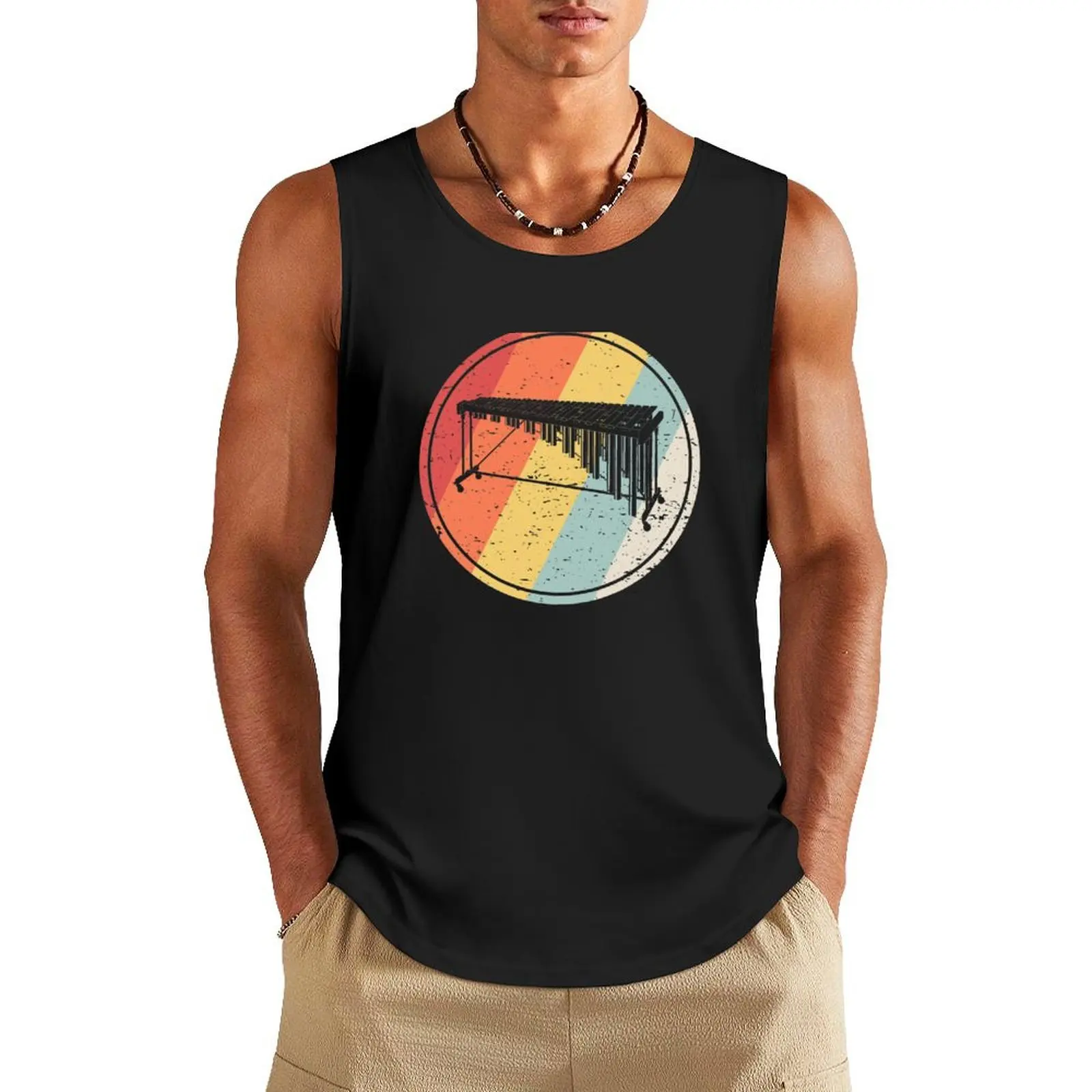 

Vintage Retro Marimba Tank Top Men's summer vest Men's vest