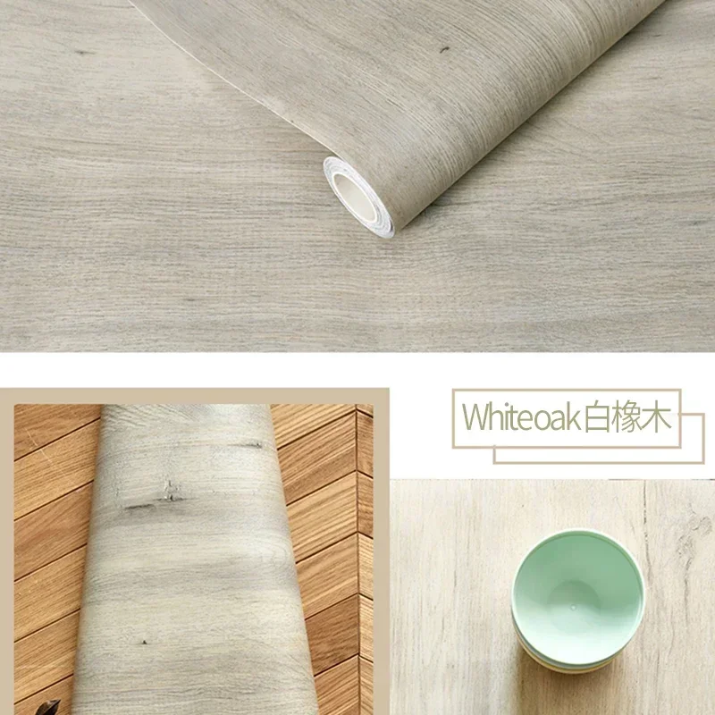 Waterproof Wood Vinyl Wallpaper Self Adhesive Wall Paper Doors Cabinet Desktop Modern Furniture Decorative Wallpaper