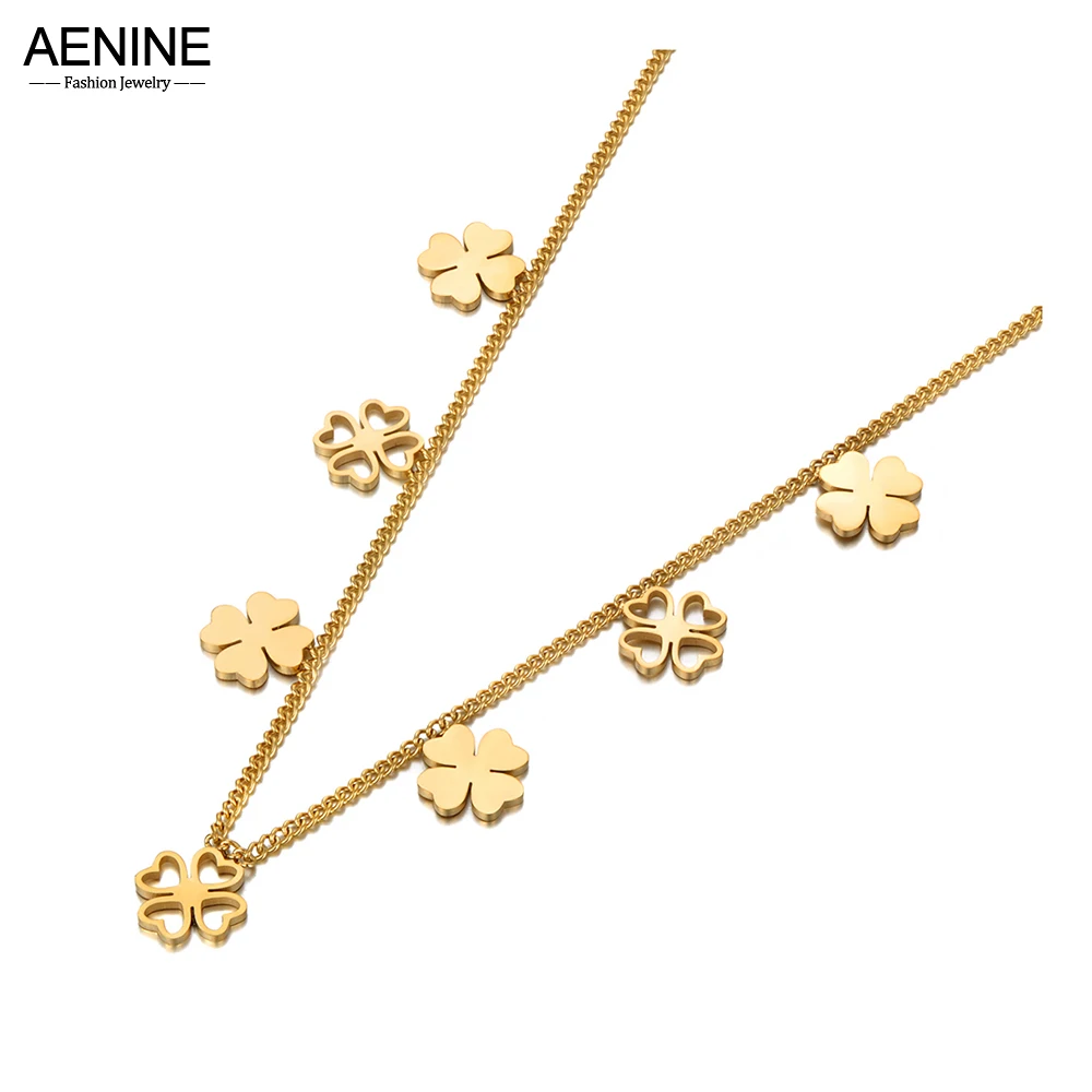 Aenine Bohemia Titan Edelstahl Blume Choker Halskette für Frauen Mädchen Original Design Glieder kette Halskette an21030
