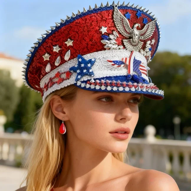 

Карнавальная шляпа для взрослых, шляпа капитана со стразами для Burning Man, женские аксессуары для косплея