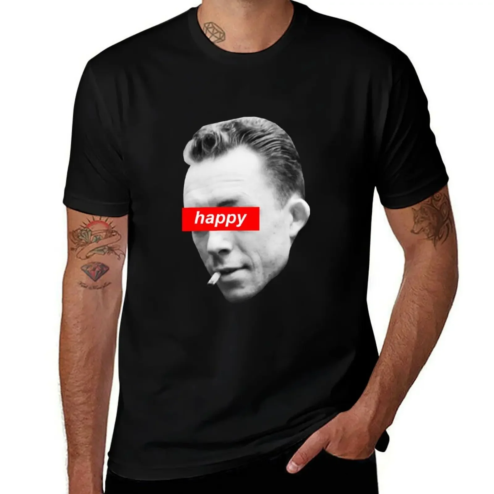 Happy Albert Camus T-Shirt cute tops luxury t-shirt Men's clothing