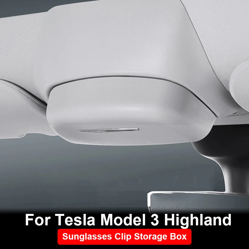 For Tesla Model 3+ Highland 2024 Car Glasses Box Card Storage Case Holder ABS Sunglasses Clip Storage Box Car Inner Accessories