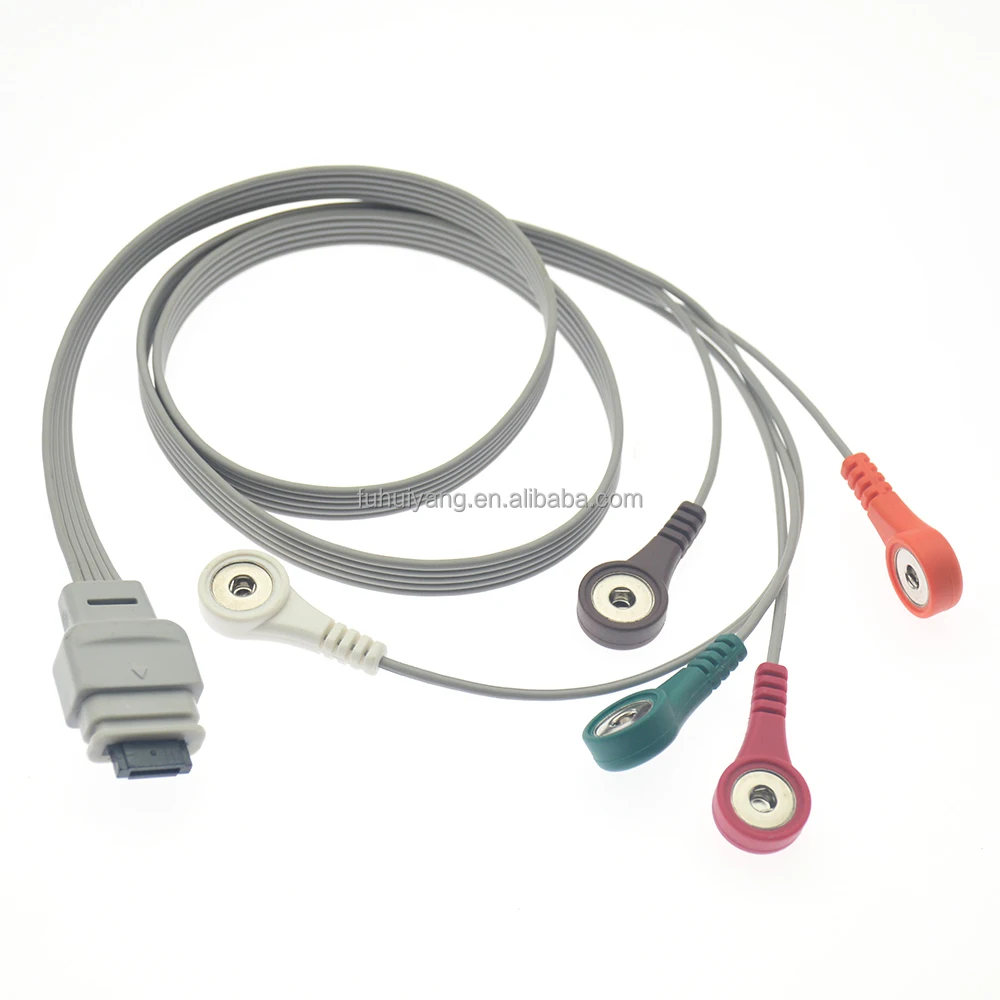 

Compatible with Nihon Kohden BH-853D 5 Lead Holter ECG Cable with Leadwires Snap